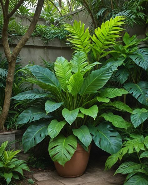 Looking to liven up a shady spot? Tropical Patio Plants In Pots, Tropical Potted Plants Patio, Shade Tropical Plants, Outdoor Potted Plants For Shaded Areas, Big Leaf Plants Outdoor, Best Plants For Pots Outdoors, Patio Plant Ideas, Coastal Front Yard Landscaping, Patio Plants In Pots