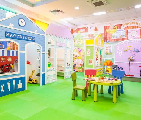 Kids Play Area Indoor, Play Area Indoor, Playground Party, Learning Centers Preschool, Indoor Playground Design, Kids Role Play, Entertainment Center Redo, Play Cafe, Kids Cafe