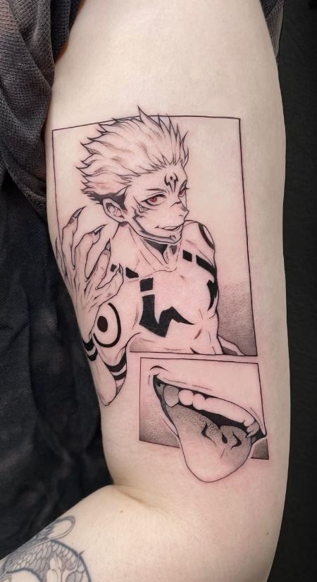 Sakura Tattoo Jujutsu, Jujitsu Kaisen Tattoo Ideas, Sukuna Arm Tattoo, Small Anime Tattoos Ideas Jujutsu Kaisen, Jujutsu Kaisen Tattoo Ideas Sukuna, Anime Tattoo For Women, Sakuna Jujutsu Tattoo, Anime Tattoo Ideas Symbols, Sukuna Body Tattoos