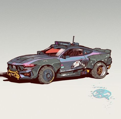 Gray Matters Cyberpunk Nomad, Car Cyberpunk, Cyberpunk Vehicles, Cyberpunk Cars, Scifi Vehicle, Ford Mustang Dark Horse, Cyberpunk Car, Chip Foose, Art Cyberpunk