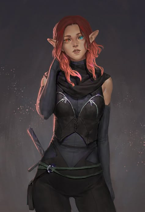 Elf Rogue Female Dnd, Female Warlock, Weiblicher Elf, Elf Female, Half Elf, Elf Characters, Female Elf, Elf Art, Dungeons And Dragons Characters