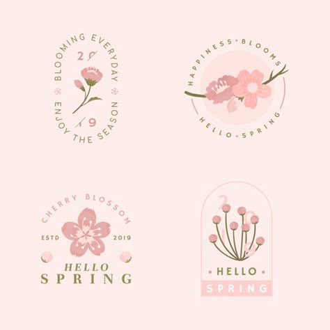 Blossom Logo Design, Cherry Logo Design, Cherry Blossom Logo, Sakura Logo, Blossom Logo, Cherry Blossom Vector, Spring Logo, Black Sakura, Blossom Background