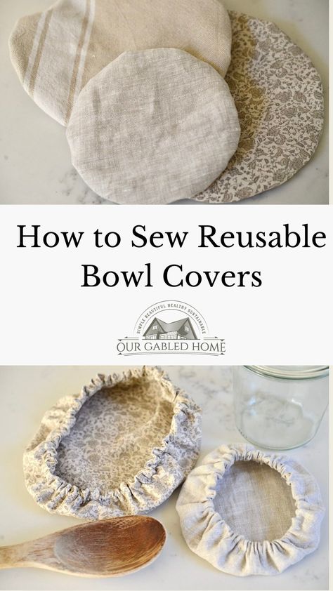 Crafting reusable bowl covers is a straightforward sewing project, allowing you to customize them to perfectly fit the bowls and jars you frequently use. Given my penchant for baking and fermenting, I find myself consistently requiring covers that match the sizes of my bowls and jars. What could be more fitting than fashioning a set of charming, linen reusable bowl covers! Diy Kitchen Items To Sew, Elastic Bowl Covers, Sewn Kitchen Items, How To Make Bowl Covers, Bowl Cover Pattern Free, Sewn Bowl Covers, Diy Fabric Bowl Covers, Bowl Covers Reusable, Cotton Bowl Covers Diy