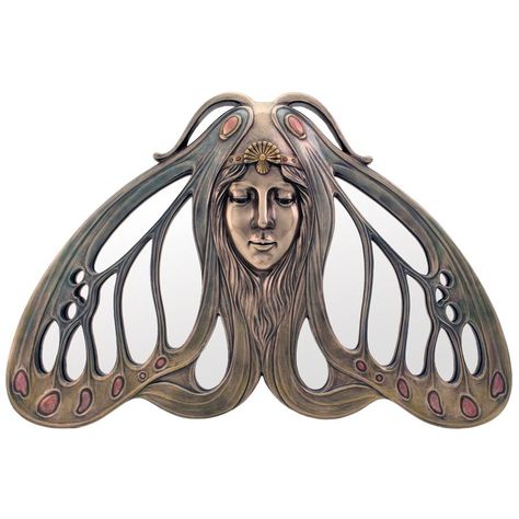 Fairy butterfly art nouveau mirror ! Art Nouveau Fashion, Art Nouveau Illustration, Bronze Figurine, Art Nouveau Design, Art Nouveau Jewelry, Butterfly Wall, Butterfly Art, Wall Mirror, Mirror Wall