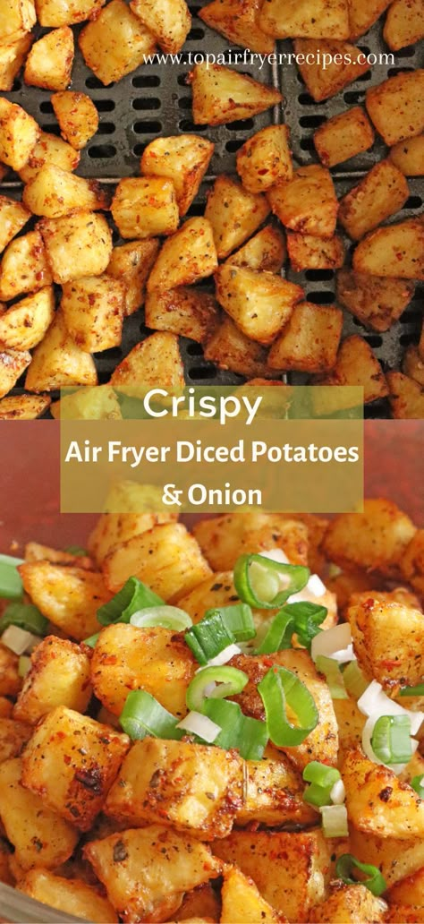 Crispy Air Fryer Diced Potatoes Dices Potatoes In Air Fryer, Ninja Air Fryer Potatoes, Airfryer Diced Potatoes, Quick Meals With Potatoes, Air Fryer Crispy Potatoes Cubes, Diced Air Fryer Potatoes, Chopped Potatoes In Air Fryer, Airfried Crispy Potatoes, Air Fry Diced Potatoes