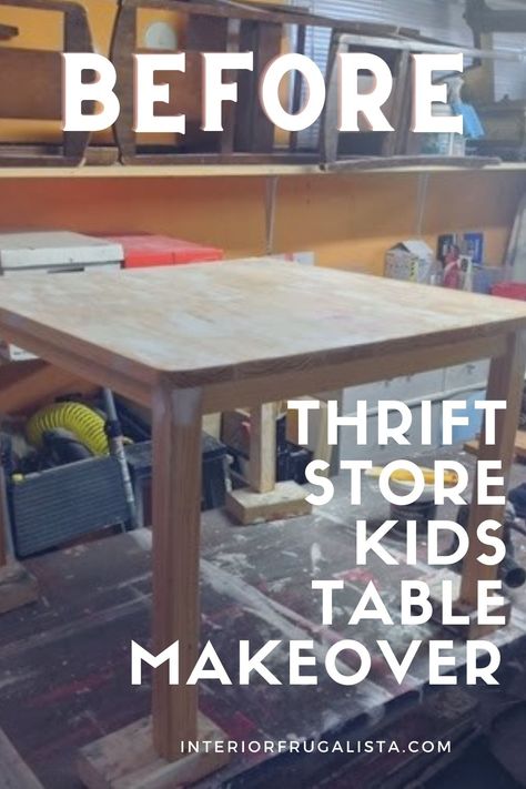 Children's furniture is easy to makeover. I found this kid's table at a local thrift store. A friend of mine had just given me a couple of kids' chairs. While none of the pieces matched, after a makeover, you would never know! I also made the top a chalkboard so the kids could get creative! Toddler Table And Chairs Diy, Kids Table And Chairs Makeover, Kids Table Redo, Painted Kids Table, Kids Table Diy, Diy Kids Table And Chairs, Diy Childrens Furniture, Paint Kids Table, Childrens Play Table