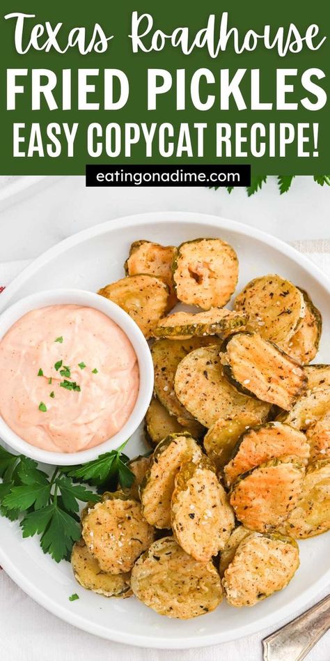 Easy To Follow Recipes, Texas Roadhouse Fried Pickles, Hooters Fried Pickles, Oven Fried Pickles, Fried Pickle Spears, Easy Fried Pickles, Fried Pickle Chips, Pickle Dip Recipe, Fried Dill Pickles