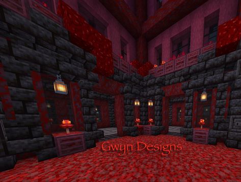 Nether Room Ideas Minecraft, Minecraft Nether Base Design, Minecraft Nether Room, Nether Room Minecraft, Nether Design, Nether Base Minecraft, Chest Room Minecraft, Nether Builds, Building Fireplace