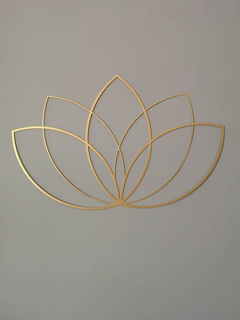 Lotus Decor, Lotus Wall Art, Gold Metal Wall Art, Lotus Flower Logo, Arte Yoga, Lotus Logo, Modern Office Decor, Yoga Studio Decor, Gold Wall Decor