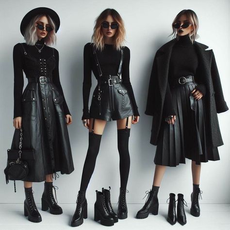 Gothic Glam Aesthetic, Classy Goth Fashion, Cosmic Goth Outfits, Chic Gothic Fashion, Alternative Goth Outfits, Dramatic Street Style, Demoncore Outfits, Goth Fashion Casual, Goticas Aesthetic Outfit