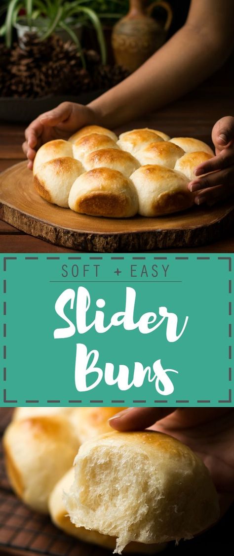 These pillow-like Mini Slider buns are not only easy to make at home, they're also quite versatile to be paired with a variety of fillings! Homemade Slider Buns, Homemade Sliders, Mini Slider, Croissant Rolls, Easy Slider, Slider Rolls, Mini Sliders, Biscuit Recipes, Slider Buns