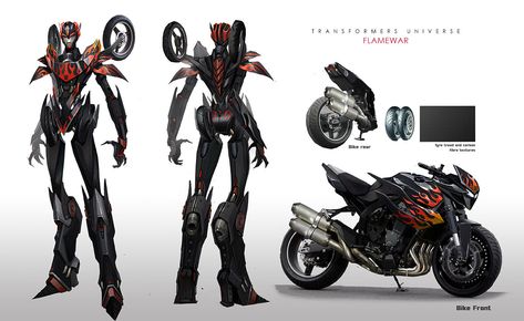 Flamewar, Sam Hogg on ArtStation at https://www.artstation.com/artwork/8wR0E Transformers Motorcycle, Transformers Prime Female Oc, Female Transformers Oc, Transformers Oc Female Decepticon, Transformers Motorcycle Oc, Flamewar Transformer, Female Transformers Concept Art, Transformers Protoform, Transformers G1 Concept Art