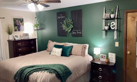 Obsessed with this color, Vine Leaf, from Behr 😍 it is so cozy and relaxing. Behr Vine Leaf Accent Wall, Vine Leaf Behr Paint Bedroom, Vine Leaf Behr, Behr Vine Leaf, Vine Trellis, Behr Paint, Green Bedroom, Vine Leaves, House Color