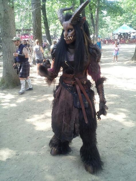 Demon costume made for Dragoncon by melita curphy, 2012 -- click for more photos and info Satyr Costume, Demon Character, Made In 2005, Demon Costume, Ren Faire Outfits, Halloween Costume Suit, Monster Costumes, Devil Costume, Larp Costume