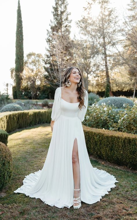 Stella York 7901: Effortlessly Luxurious Chiffon Wedding Dress Stella York Bridal, Kelsey Rose, Stella York Wedding Dress, Blush Bridesmaid Dresses, Wedding Dress With Pockets, Chiffon Wedding Dress, Stella York, A Line Wedding Dress, Sleeve Wedding Dress