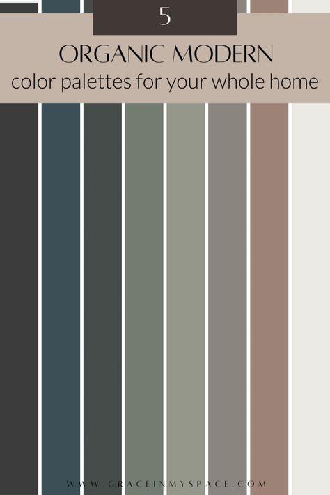 Earth Tone Color Palette Interior Design, Color Palette Modern Farmhouse, Living Room Design Color Schemes, Organic Modern Color Scheme, Modern Bedroom Palette, Modern Organic Sherwin Williams, Natural Paint Palette, Modern Rustic Colour Palette, Organic Neutral Color Palette