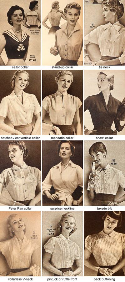 Blouse Collars, 1940s-50s - By Charlotte Dymock there was a lot of bulls**t in the forties and fifties but the style was not part of it Old Motel, Pin Up Hair, 40s Fashion, Vintage Blouse, 1940s Fashion, Urban Life, By Charlotte, Moda Vintage, 50s Fashion