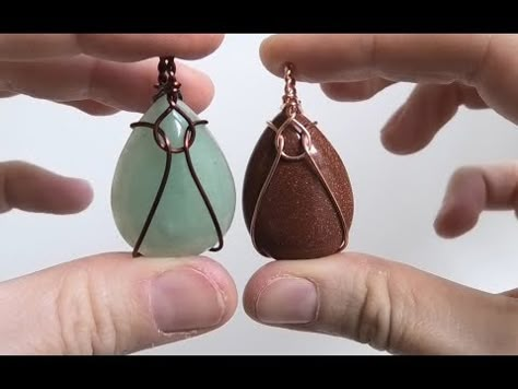 Simple Beginner Cabochon Wire Wrap Pendant Using One Piece of Round Wire - YouTube Wire Wrapped Pebbles, Wire Wrap Stones Without Holes, Diy Bead Ideas, How To Wire Wrap Stones, Easy Wire Wrapping Stones, Beginner Wire Wrapping, Stone Necklace Diy, Simple Wire Wrapping, Wrapped Cabochon