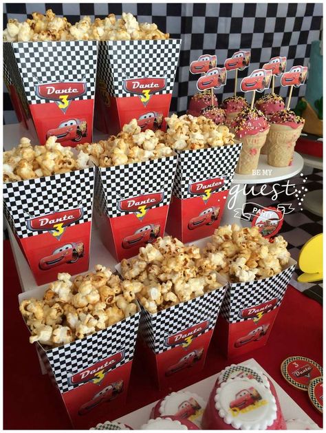 Dante's Cars Birthday Party | CatchMyParty.com Movie Birthday Party Ideas, Lightning Mcqueen Party, Pixar Cars Birthday, Disney Party Decorations, Cars (disney) Party, Cars Birthday Party Decorations, Cars Birthday Party, Cars Birthday Cake, Movie Birthday Party