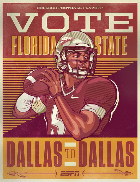 ESPN - College Football Campaign Posters by Sam Ho, via Behance Football Recruiting, Girls Basketball Shoes, Football Tailgate, Football Illustration, College Football Playoff, Basketball Goals, Premier League Football, Campaign Posters, Sports Graphics