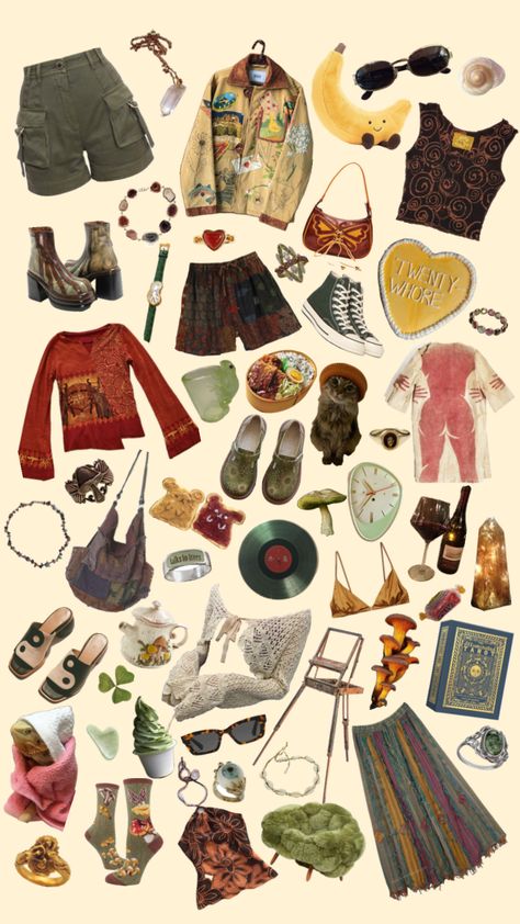 #goblincore #outfit #outfitinspo #green #brown #artsy #hippy #book #aesthetic #vintage #fairycore Craftcore Outfit, Vintage Artsy Aesthetic Outfits, Craftcore Aesthetic, Vintage Artsy Outfit, Artsy Grunge Outfits, Artsy Vintage Outfits, Book Aesthetic Vintage, Artsy Outfit Aesthetic, Artsy Aesthetic Outfits