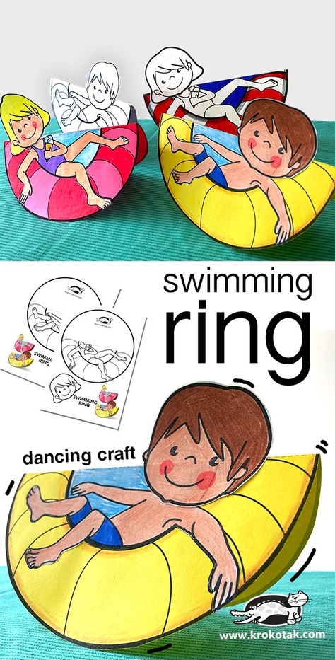 Swimming+ring Swimming Crafts For Preschool, Swimming Crafts For Kids, Swimming Craft, Storytime Crafts, Eating Watermelon, Paper Angel, Swimming Ring, Children Activities, Swimming Activities