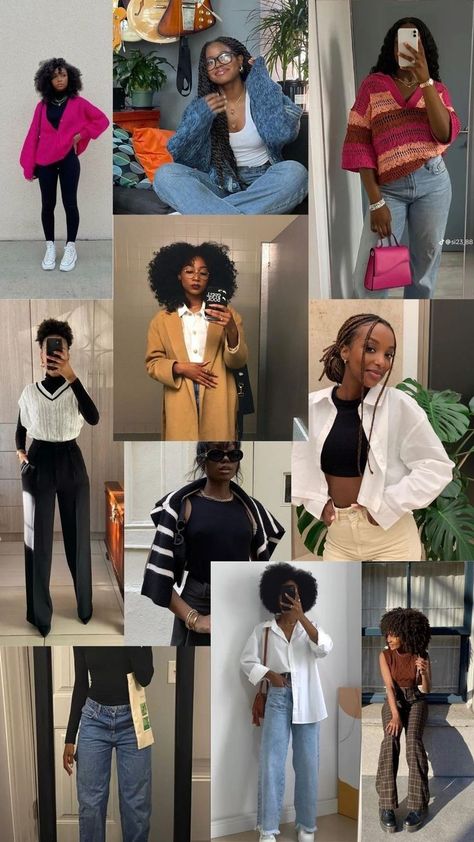 Outfit Inspo Collage, Afro Outfits, Look Patty, Black Women Style, Clothing Collage, Clothing Apps, Video Collage, Cute Professional Outfits, Trends 2025