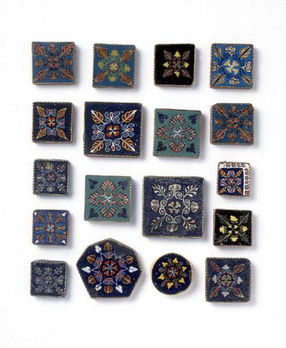 An Assemblage of Romano-Egyptian Mosaic Glass Inlays with Plant Motifs Egyptian Mosaic, Miho Museum, Lotus Motifs, Greek Architecture, Decorative Plaques, Landscape Elements, Wall Paintings, 1st Century, Roman Glass