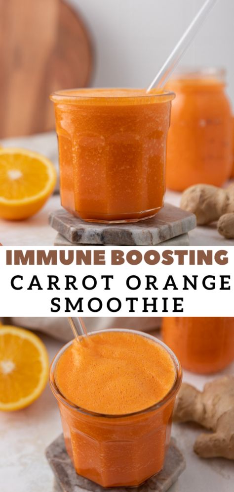 Immune Boosting Ginger Carrot Orange Smoothie - Lifestyle of a Foodie Fruit Breakfast Recipes, Carrot Ginger Smoothie, Rethink Your Drink, Orange Smoothie Recipes, Lifestyle Of A Foodie, Immune Boosting Smoothie, Carrot Smoothie, Getting Back On Track, Turmeric Smoothie