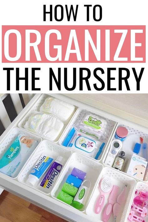 #ikeanursery #nursery #nurseryideas Nursery Ideas Dressers, Nursery Organization Toys, Storage For Nursery Small Spaces, Infant Storage Ideas, Cheap Nursery Organization, Newborn Nursery Dresser Organization, Nursery Drawer Storage, Clear Drawer Organizer Nursery, Nursery Drawer Dividers