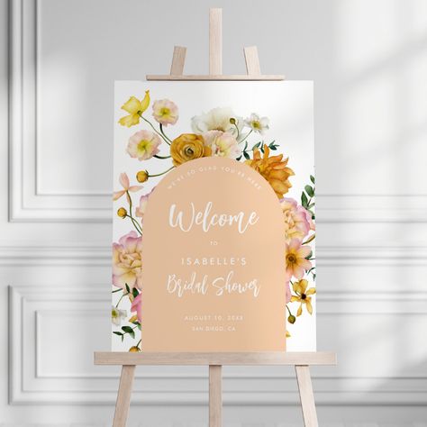 Haldi Decor, Wedding Reception Design, Delicate Watercolor, Bridal Shower Welcome Sign, Reception Design, Shower Welcome Sign, Elegant Feminine, Floral Arch, Wedding Welcome Signs