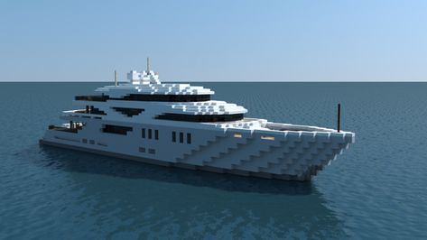 Minecraft Yacht Ideas, Minecraft Cruise Ship, Minecraft Boat Build, Minecraft Ship Ideas, Minecraft Futuristic Building, Minecraft Yacht, Ship Minecraft, Minecraft Cars, Minecraft Boat