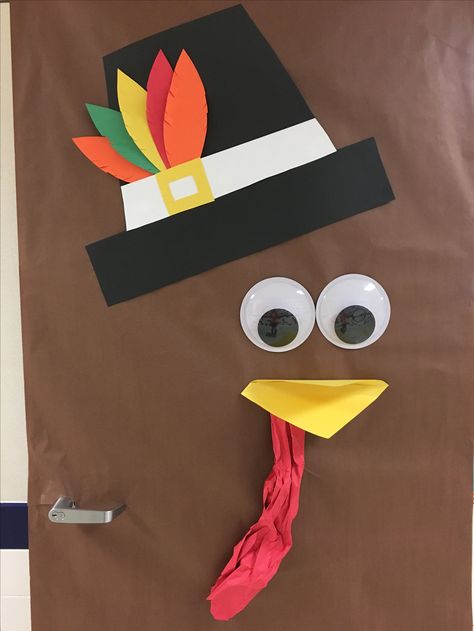 Classroom door thanksgiving turkey Thanks Giving Door Decor, Classroom Door Thanksgiving, Thanksgiving Doors For Preschool, Thanksgiving Door Classroom, Thanksgiving Class Door, Thanksgiving Classroom Door Decorations, Thanksgiving Decorations For Classroom, Turkey Door Decorations, Turkey Door Decorations Classroom