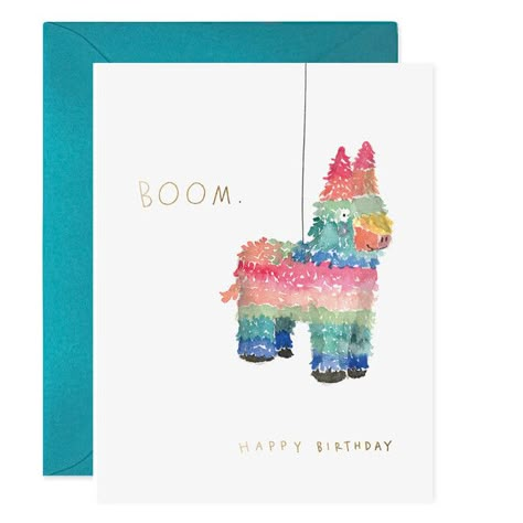 Pinata Birthday Card, Rainbow - E. Frances Desk & Stationery | Maisonette Watercolor Birthday Card Man, Watercolor Prompts, Hand Painted Birthday Cards, Happy Birthday Watercolor Card, Birthday Watercolor Card, Watercolour Birthday Card, Pinata Birthday, Painting Cards, Birthday Watercolor