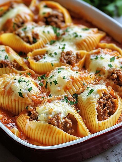 Italian Stuffed Pasta Shells, Stuffed Shells Thanksgiving, Easy Night Dinners, Ground Beef Stuffed Shells Ricotta, Stuffed Shells With Sausage And Ricotta, Stuffed Shells Philly Cheesesteak, Creamy Ricotta Beef Stuffed Pasta Shells, Cozy Dinners Comfort Foods, Beef Stuffed Shells Ricotta