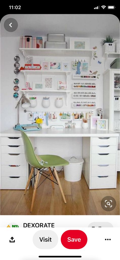 Ikea Craft Room Ideas, Women Home Office Ideas, Feminine Home Office Ideas, Craft Room Ideas, Craft Room Tables, Home Office Ideas For Women, Ikea Craft Room, Ikea Crafts, Feminine Home Offices