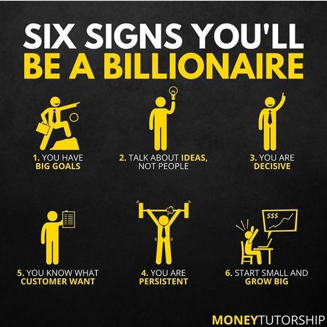 Moneytutorship on Instagram: “Six Signs You'll Be A Billionaire - If you're following this page, you are already on your way to becoming one, with all the tips and…” Positive Business Quotes, Business Ideas Entrepreneur, Money Management Advice, Books For Self Improvement, Success Motivation, Business Mindset, Business Books, How To Become Rich, Financial Tips