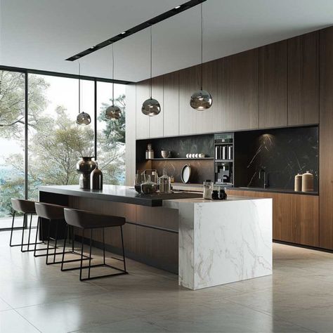 Kitchen Island Luxury Modern, Contemporary Kitchen Design Luxury, Small Condo Kitchen, Girl Living Room, Kitchen Interior Modern, Luxurious Kitchens, Modern Contemporary Kitchen, Modern Kitchen Storage, Elegant Lifestyle