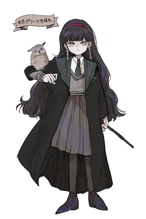 Harry Potter Oc Character, Hogwarts Oc Art, Hogwarts Anime, Harry Potter Ocs, Slytherin Oc, Hogwarts Oc, Punk Character Design, Hp Oc, Base Anime