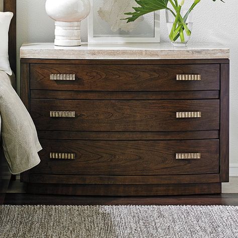 Laurel Canyon 3 Drawer Bachelor's Chest Teen Nightstand, Bedroom Side Table Ideas, Side Table Ideas, Bedroom Side Table, Silver Travertine, Nightstand Styling, Bedroom Nightstands, Chic Bedrooms, Lexington Home