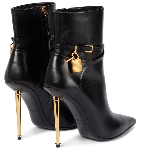 Tom Ford - Padlock leather ankle boots | Mytheresa Traditional Chic, Pointed Ankle Boots, Leather Ankle Boots, Tom Ford, High Heel, Ankle Boots, Ford, Boots, Leather