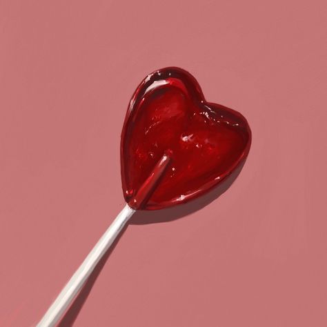 Heart Lollipop Painting, Still Life Drawing Reference, Lollipop Painting, Valentines Specials, Valentines Tattoo, Retro Paintings, Lollipop Heart, Heart Lollipops, Heart Shaped Lollipops