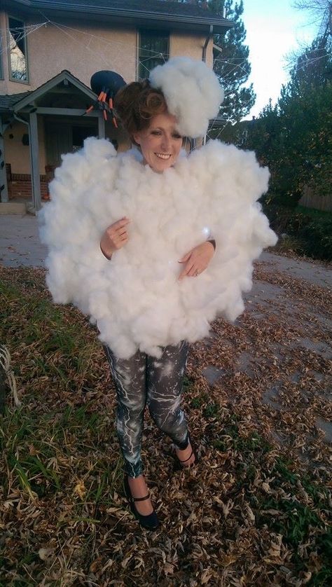 Thunder Cloud costume- complete with flashing lights and storm sounds Thunder Cloud Costume, Cloud Costume Diy, Storm Cloud Costume, Cloud Outfit, Weather Costumes, Cloud Costume, Halloween Costume Inspiration, Cloud Dress, Pop Culture Moments