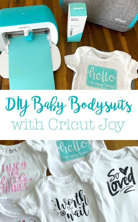 The all new Cricut Joy is the perfect new addition to your craft machines. The small size makes it portable for crafting wherever you are. Bring it to your next baby shower for a DIY Baby bodysuit station. #ad #cricutjoy #cricutcreated Circuit Joy Ideas, Cricut Joy Organization Ideas, Cricut Joy Crafts, Baby Girl Cricut Ideas, Cricket Joy Projects, Baby Cricut Ideas, Baby Shower Cricut Ideas, Cricut Baby Projects, Cricut Baby Shower Decorations