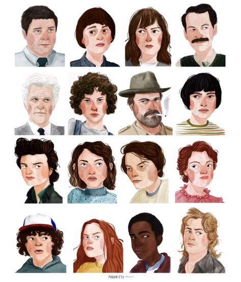 Stranger Things Poster, 얼굴 그리기, Face Illustration, Different People, Art Et Illustration, People Illustration, Many Faces, Art And Illustration, Portrait Illustration