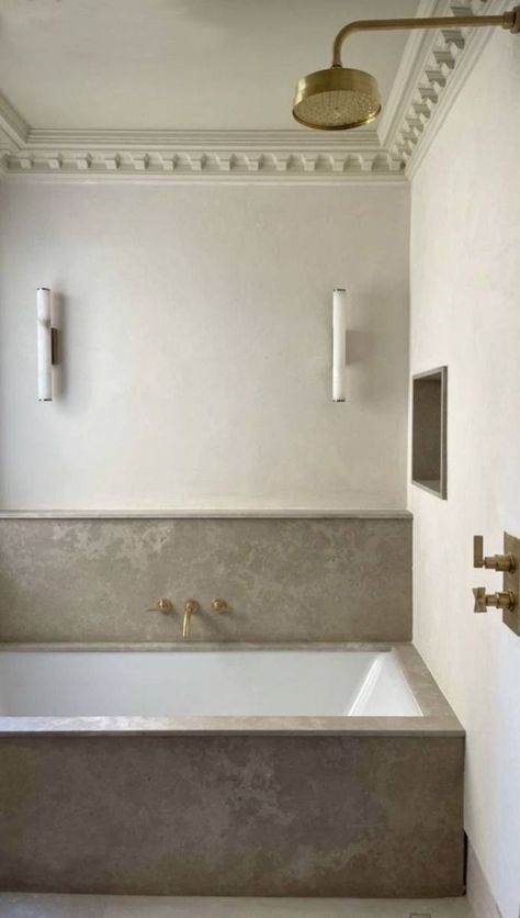 Tadelakt And Marble Bathroom, Parisian Bathroom, Marble Bathrooms, Bathroom Layouts, Bathroom Design Layout, Upstairs Bathrooms, Minimalist Bathroom, Marble Bathroom, Bathroom Renos