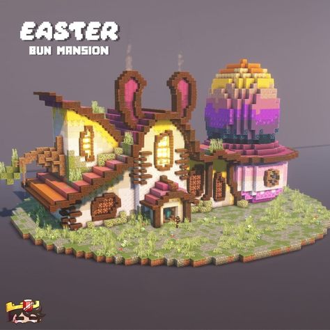 MassiveSpeck | mcbuilder 🌆 on Instagram: “Easter Bun House ========================== Happy Easter Everyone! 𝙁𝙤𝙧 𝙢𝙤𝙧𝙚 𝙖𝙬𝙚𝙨𝙤𝙢𝙚 𝙗𝙪𝙞𝙡𝙙𝙨: 🤝🏼 ∝ Follow me @massivespeck 📨 ∝ Send it to…” Easter Bun, Rumah Minecraft Sederhana, Minecraft Structures, Minecraft Banner Designs, Easter Week, Bangunan Minecraft, Minecraft Farm, Minecraft Banners, Minecraft Cottage