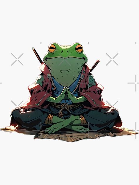 Hybrid Reference, Frog Samurai, Samurai Frog, Meditating Frog, Samurai Sticker, Human Hybrid, Frog Tattoo, Comic Tattoo, 3d Inspiration