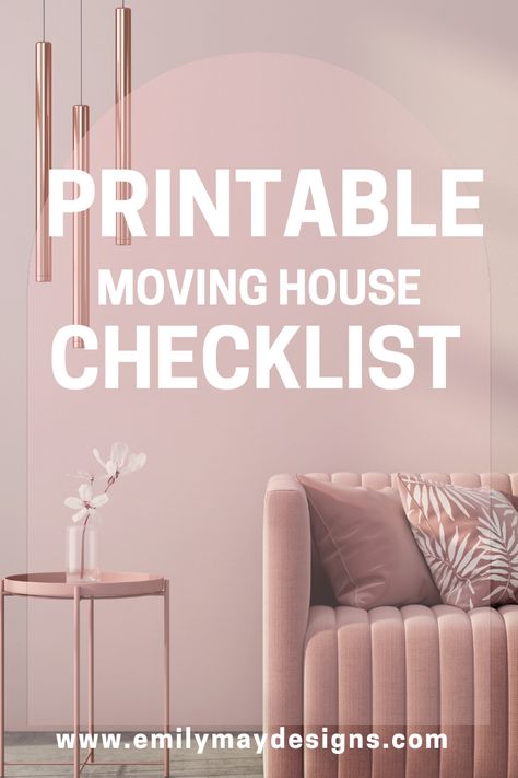 Title image for a printable moving house checklist Move In Checklist New Apartment, Packing Checklist For Moving, Bedroom Checklist Moving, Moving House Checklist Uk, Moving Into A New House Checklist, Moving House List, Moving Out Essentials, Packing Timeline For Moving, Cleaning New House Before Moving In