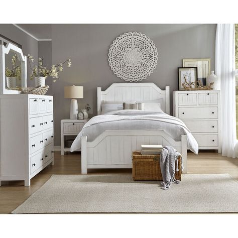 Progressive Furniture Elmhurst White King Post Bed B617-94/95/78 | Bellacor Beach Setting, 5 Piece Bedroom Set, White Drawers, King Bedroom Sets, Bedroom Sets Queen, Queen Bedroom, King Bedroom, Bedroom Posters, Mountain Cabin